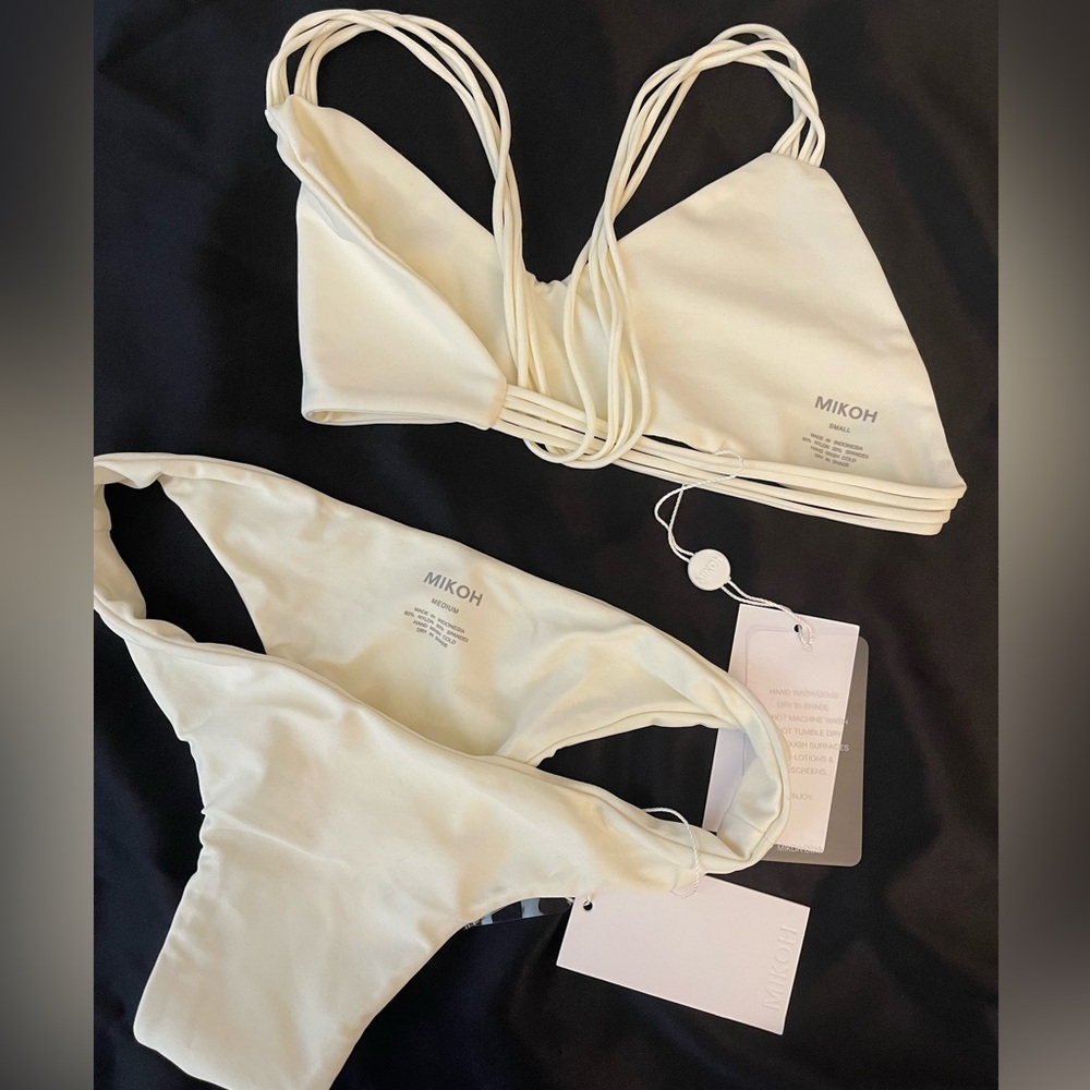 NWT Mikoh Bikini in color Bone Medium bottom small Top